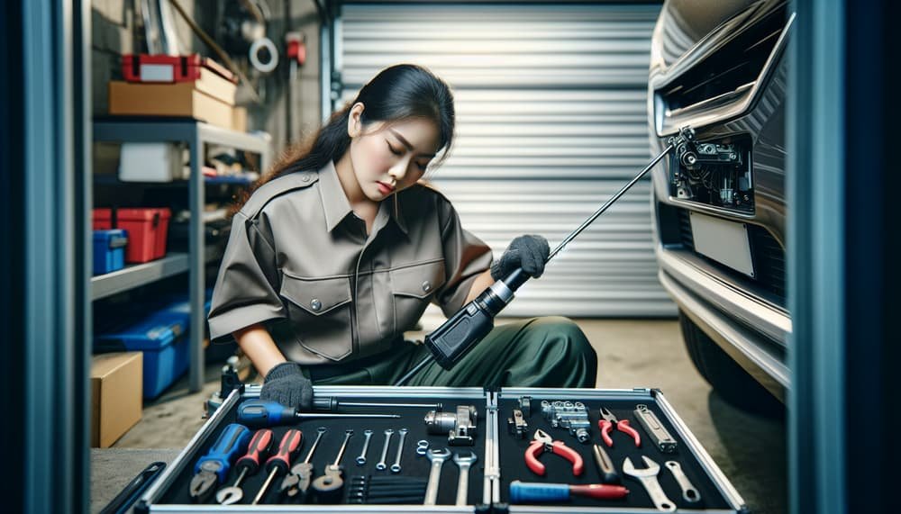 Expert garage door technician at work